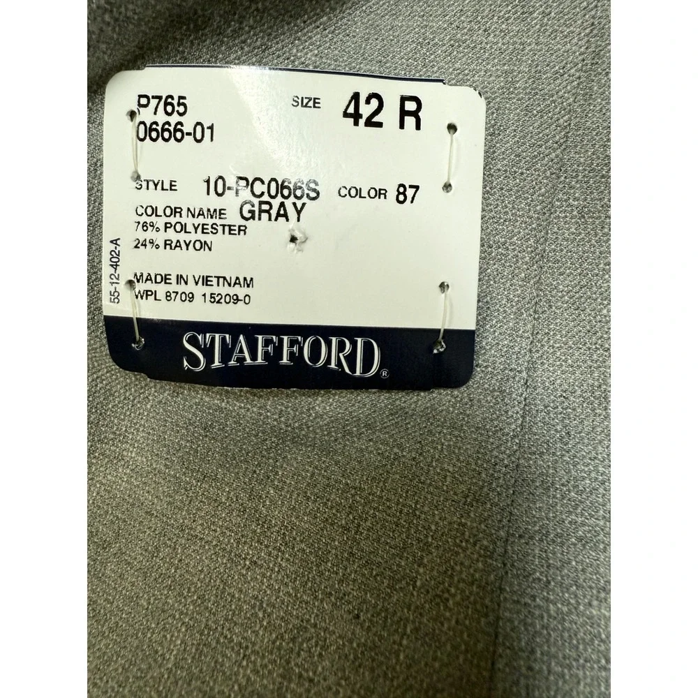 Stafford Mens Gray Blazer Jacket 42R Polyester Rayon Classic Fit‎